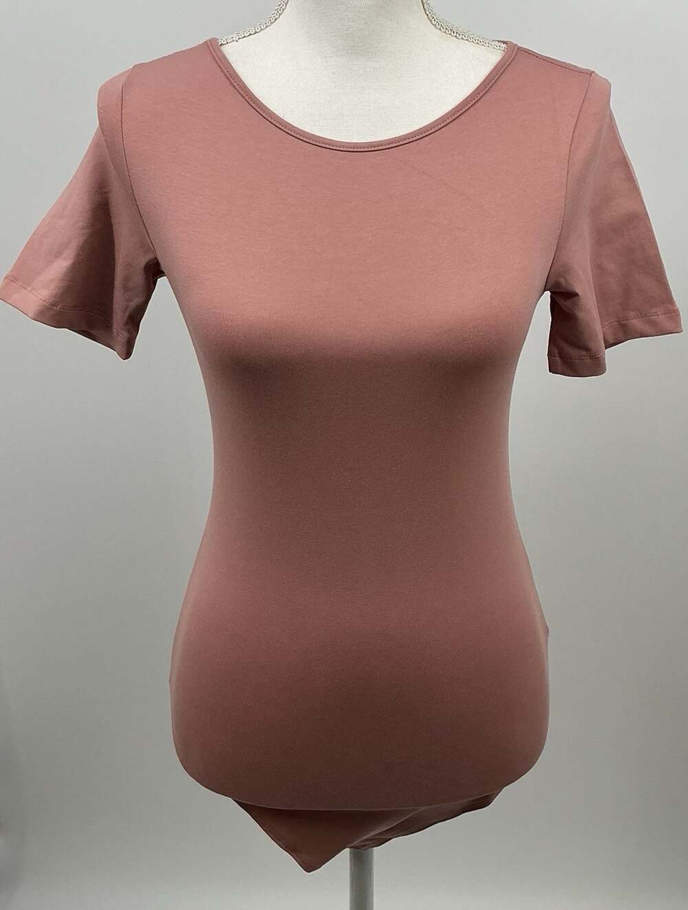 Mangdiup Dusty Rose Pink Scoop Neck Bodysuit Women's Size XS Casualcore Tee!
